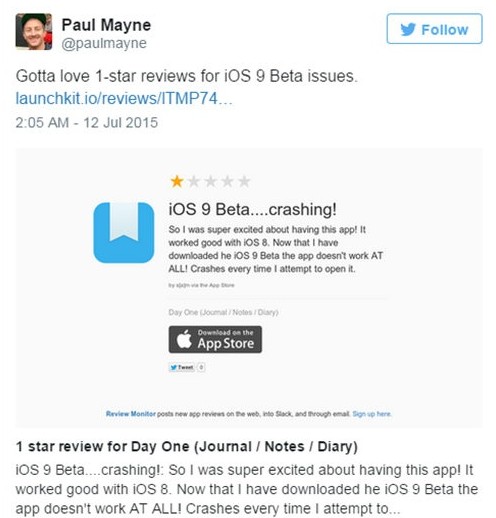 苹果新规：不允许用户在公测版App Store中评论